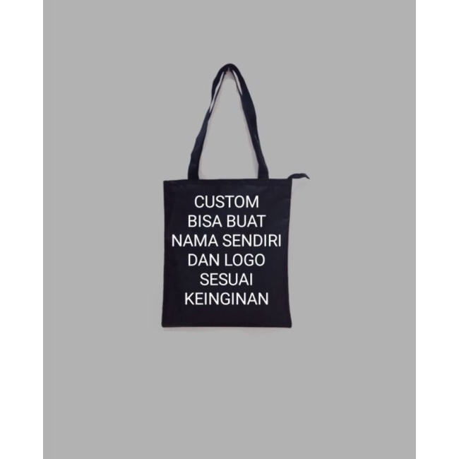 tote bag custom bisa satuan tulisan gambar logo sendiri