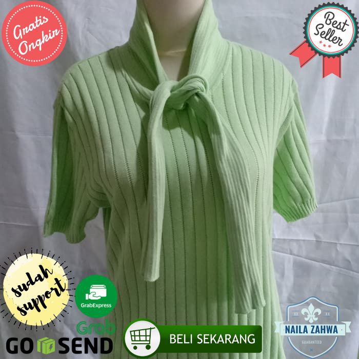 BAJU KAOS CARDIGAN IMPORT VV7810 HIJAU MUDA - Hijau- L