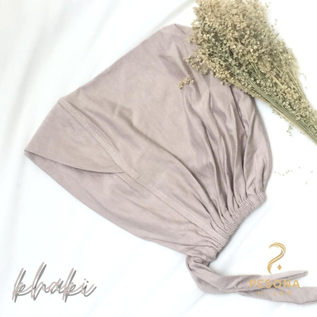 Ciput Turkey Silang/Inner Basic Turki Silang Menutup Kepala/Menyamarkan Wajah Bulat-Khaki