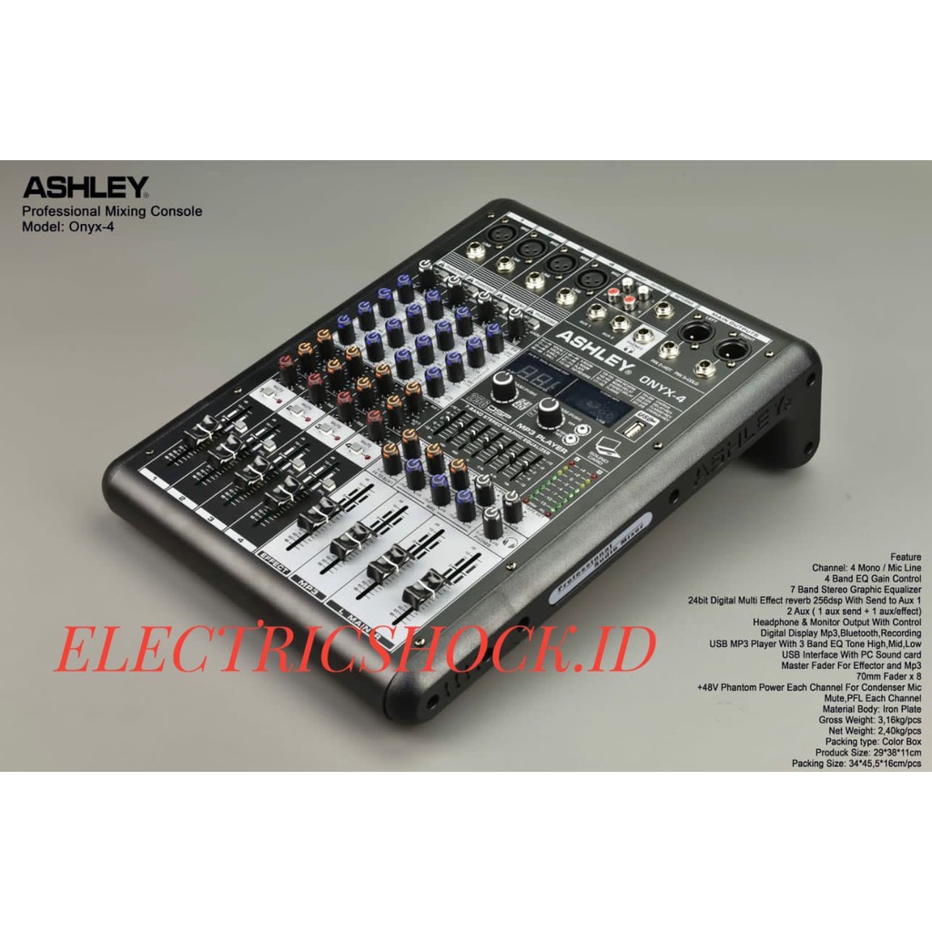 NEW MIXER ASHLEY ONYX4 / ASHLEY ONYX 4 (4 CHANNEL)USB-BLUETOOTH-RECORD