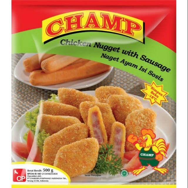 

CHAMP Naget Ayam Isi Sosis 500gr - Chicken Nuget With Sausage