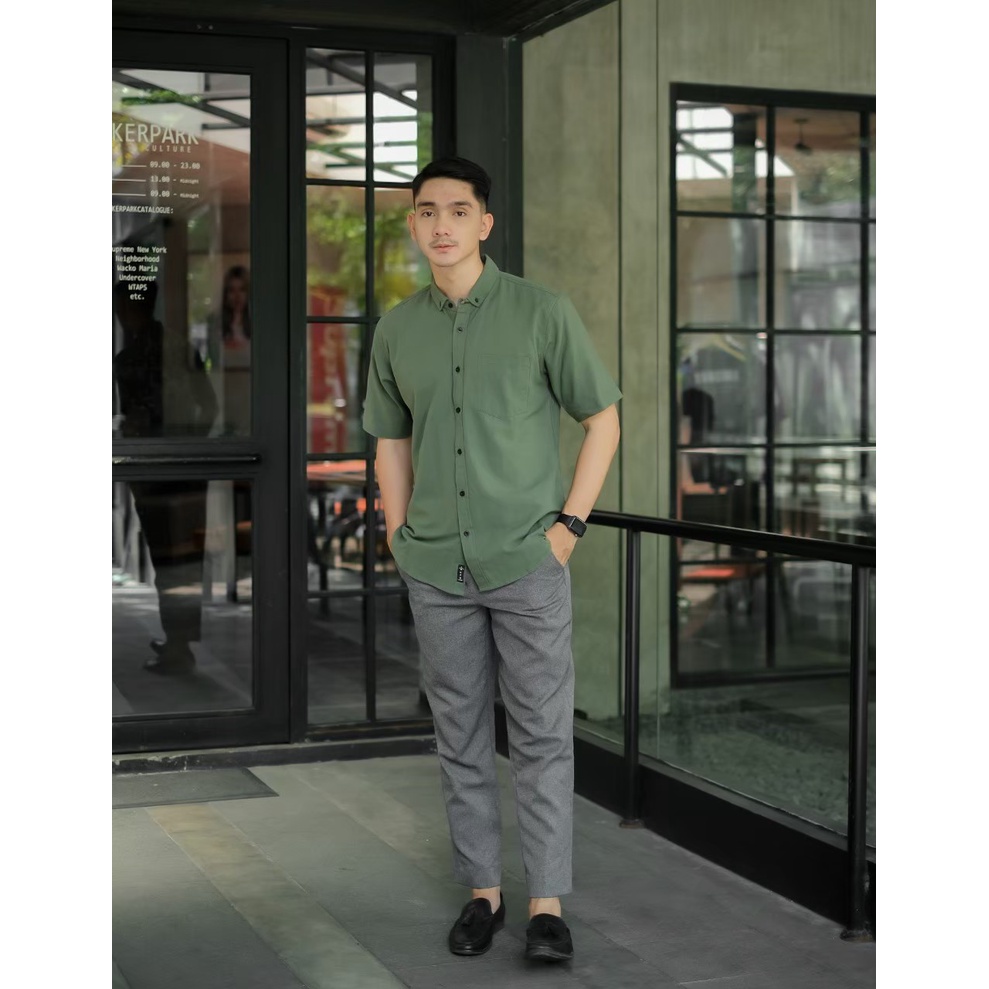 NESS kemeja katun linen lengan pendek kemeja pria lengan pendek kemeja katun kemeja pendek pria kemeja pendek kerja atasan pria bahan katun kemeja linen pria