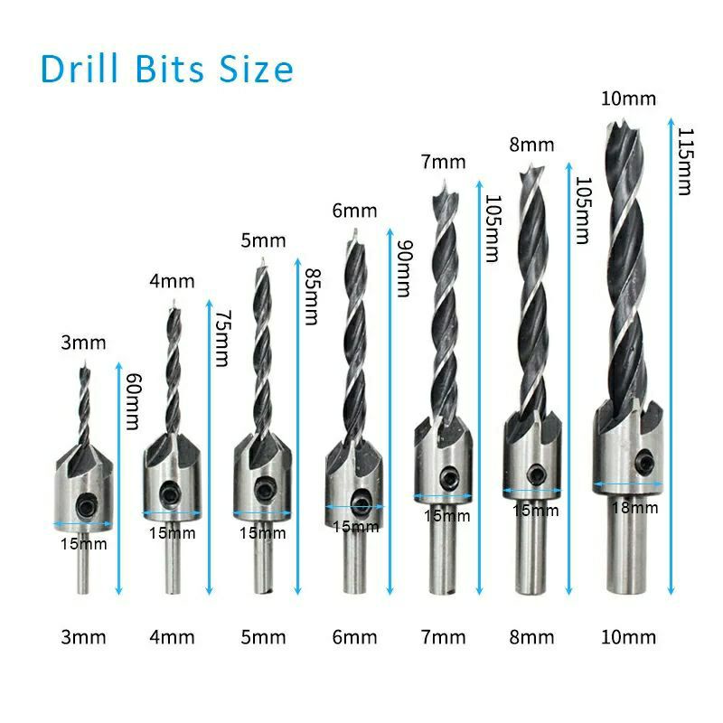 Set Kumplit Mata Bor Besi Kayu Countersink Multifungsi Bor Dowel Pagoda