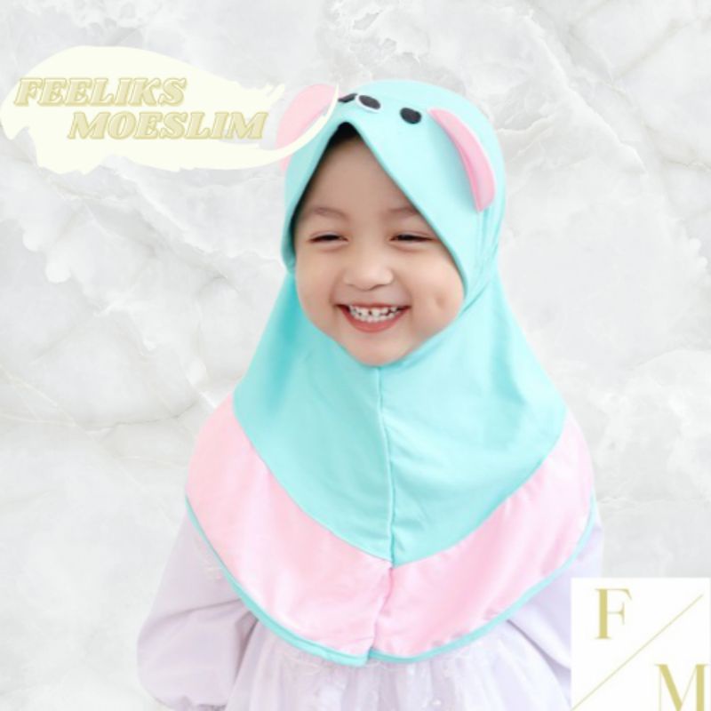 Hijab Anak Karakter Panda / Hijab nyaman lucu murah kualitas PREMIUM