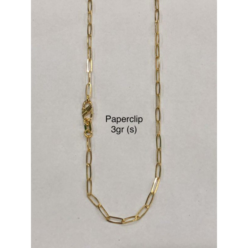 kalung wanita model paperclip emas asli kadar 875