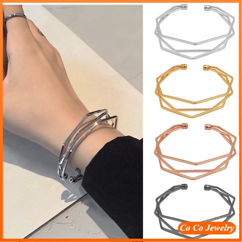 Fashion and Popular Simple Bracelets Three-line Three-dimensional Five-layer Water Chestnut Irregular Bracelet Trend Wild Geometric Accessories Jewelry