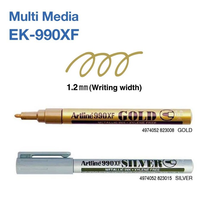 

GROSIR | ARTLINE Spidol Permanen Metallic Silver/Gold EK-990XF - 1.2mm