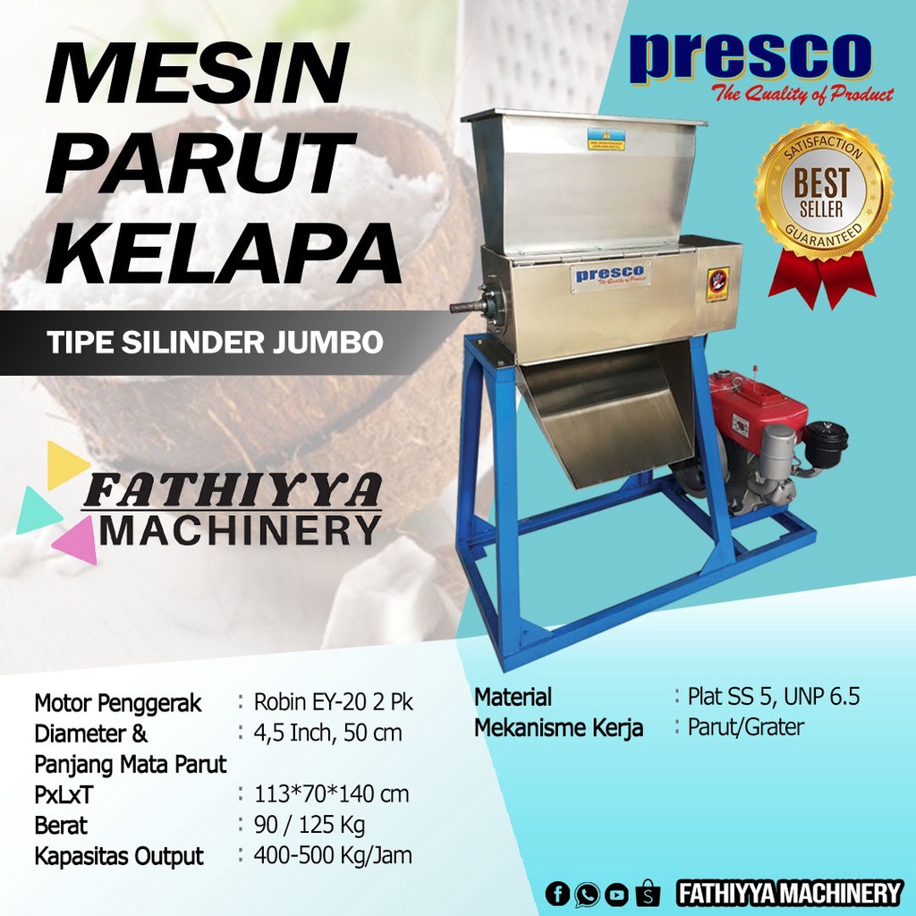 Parutan Kelapa Jumbo Mesin Parut Kelapa Type Silinder Jumbo