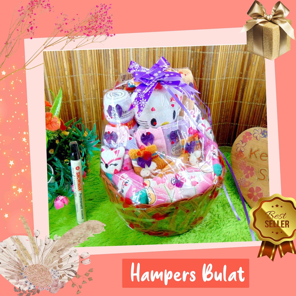 kembarshop TERLARIS paket kado bayi kado lahiran-keranjang bulat ANEKA WARNA-2