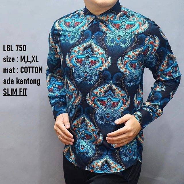 LBL 750 HEM KEMEJA BATIK PRIA SLIM FIT LENGAN PANJANG LUIGI BATANI