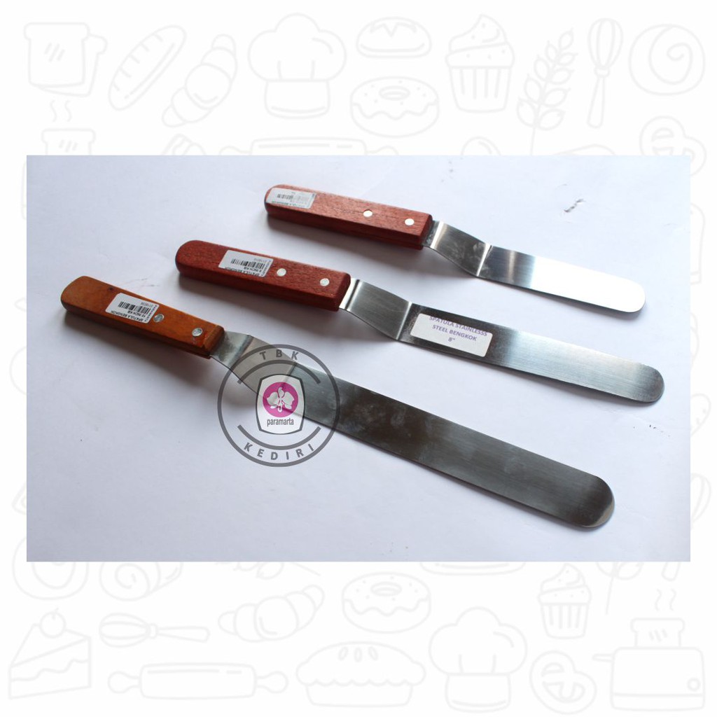 Jual SPATULA BENGKOK GAGANG PANJANG TEBAL STENLESS BAKERY CAKE