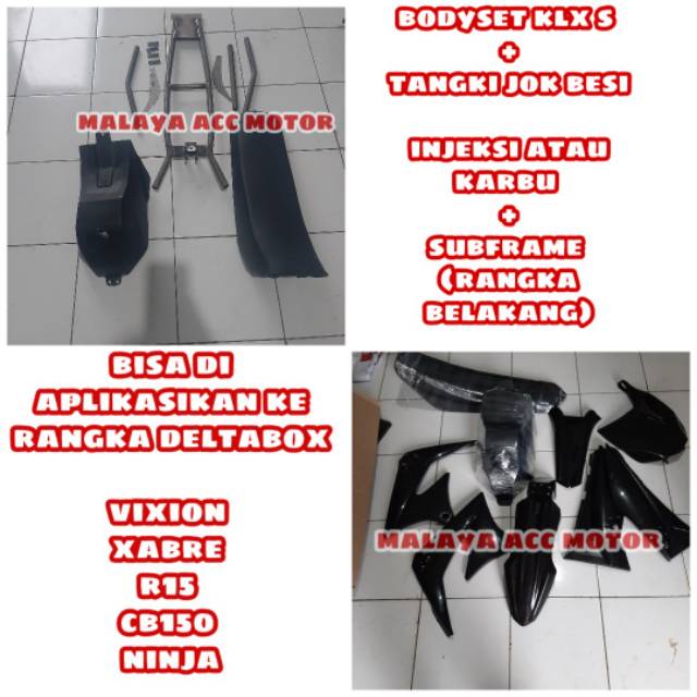 Body trail klx 150 tangki jok besi untuk vixion cb150 ninja plus rangka belakangvuniversal