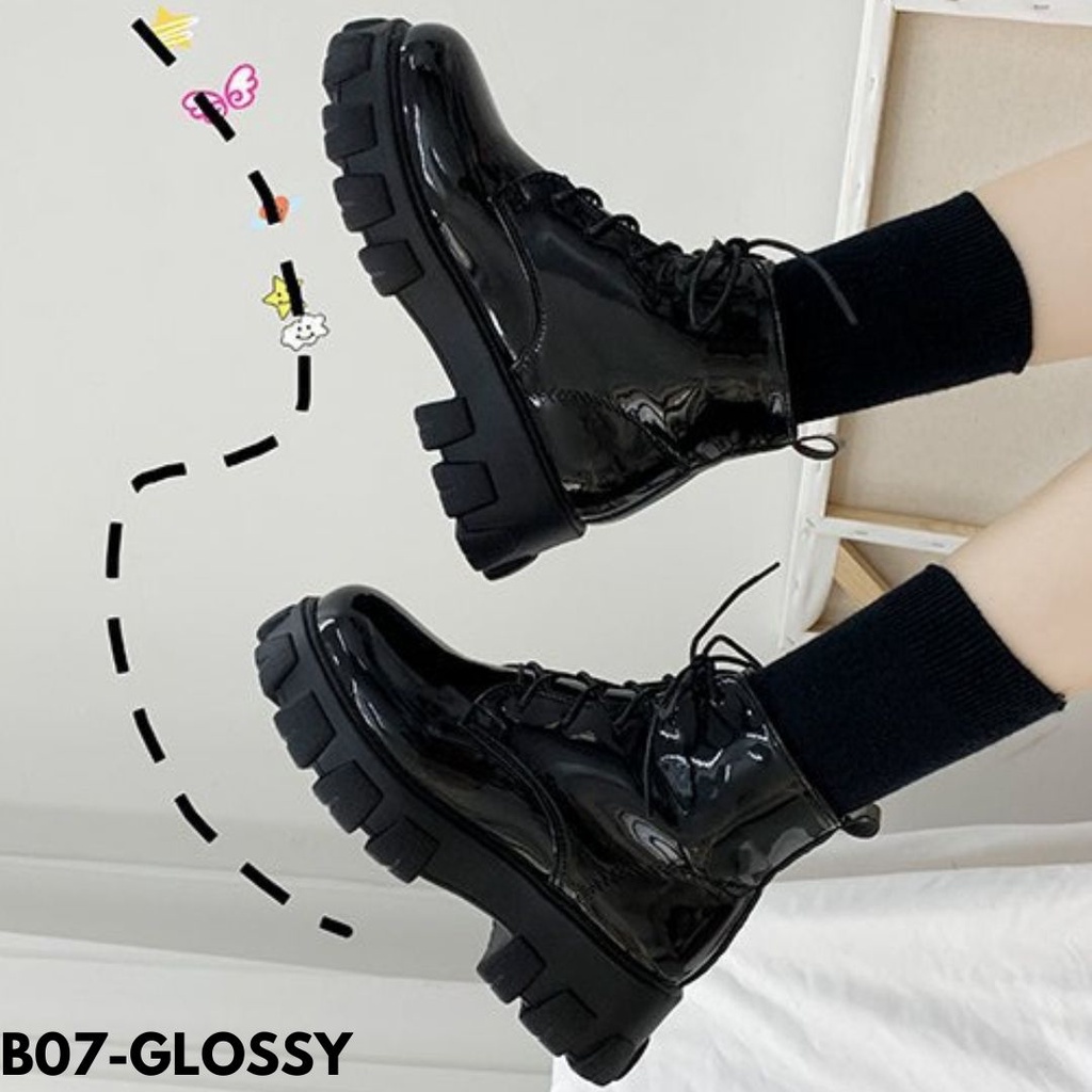 SEPATU FASHION ANKLE BOOTS WANITA IMPORT BATAM HIGHSOLE GLOSSY DOFF KUALITAS BAGUS PHOTOSHOOT GAYA KOREA OOTD REMAJA DEWASA B07