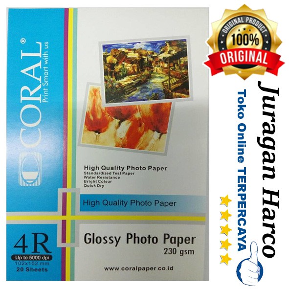 

Coral Glossy Photo Paper 4R 230 gsm 20 sheets