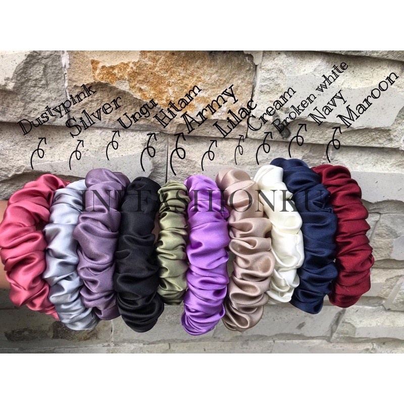 ( BISA COD ) BANDO AWAN BANDO SCRUNCHIE BANDO RUFFLE SATIN HEADBAND KOREA KEKINIAN PREMIUM TERMURAH BEST SELLER | BISA COD SELURUH INDONESIA