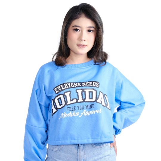 Modska Oversize - Crewneck Crop  Wanita