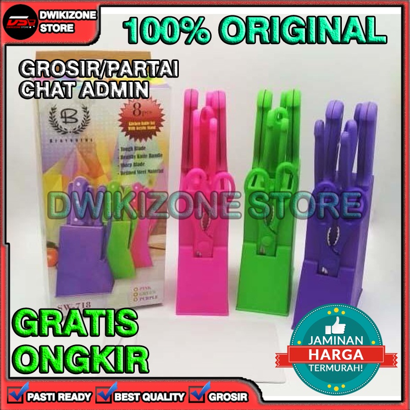 [TERMURAH] PISAU SET WADAH TALENAN 8 PCS WARNA WARNI MURAH STAINLESS STEEL BESI