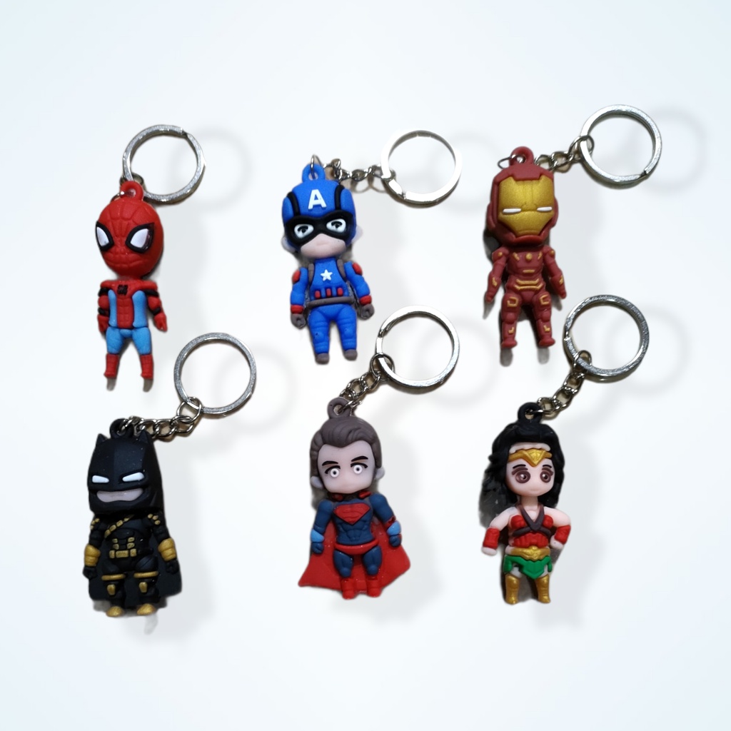 (B152) Gantungan Kunci Superhero Spiderman Captain America Batman Iron Man Superman Wonder Woman