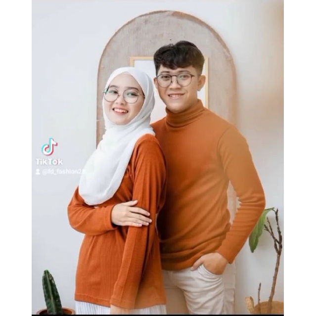 Turtleneck Rib Cewek Cowok / Kerah Tinggi Lengan Panjang Wanita/Pria