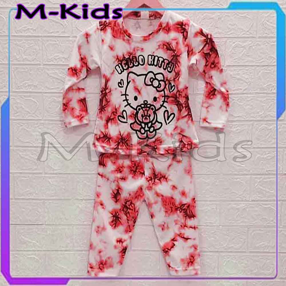 MKids88 - Baju Setelan / Baju Tidur Anak Perempuan Motif TieDye Gambar Hello Kitty