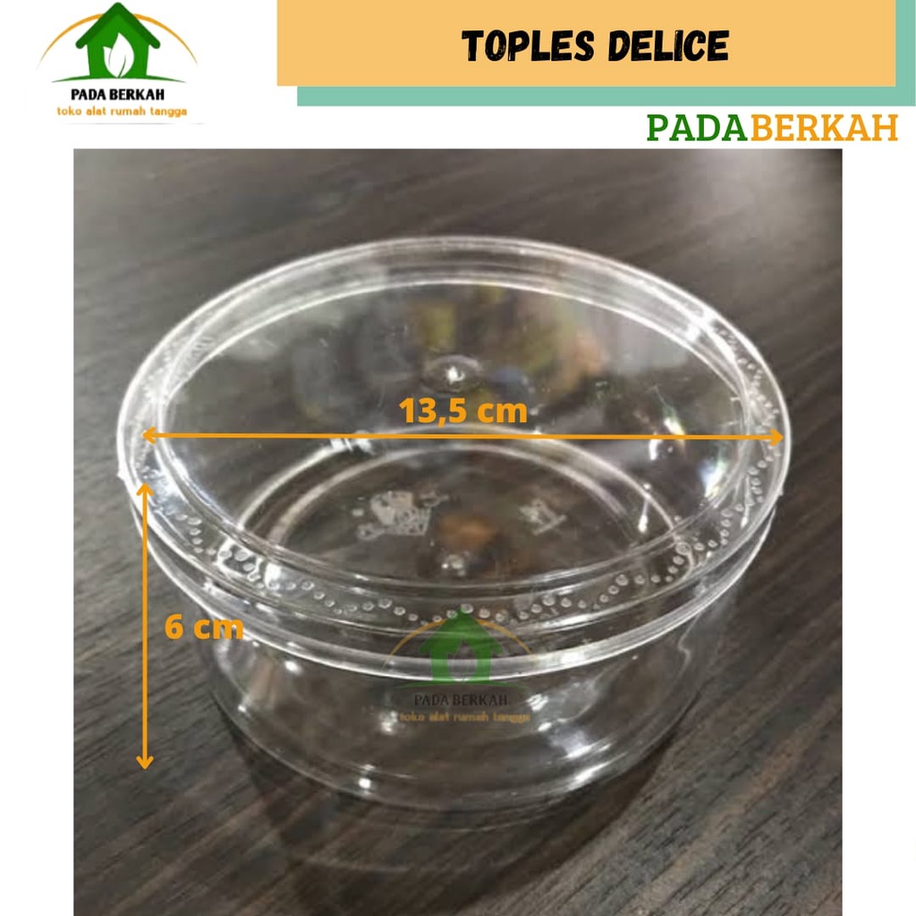 ( ISI 12 ) Toples Kue Kering Kue Nastar Delice 500 gram / Toples Delice Bening Bulat 500 gram / Toples Mika / Toples Kue Lebaran / Toples Delice