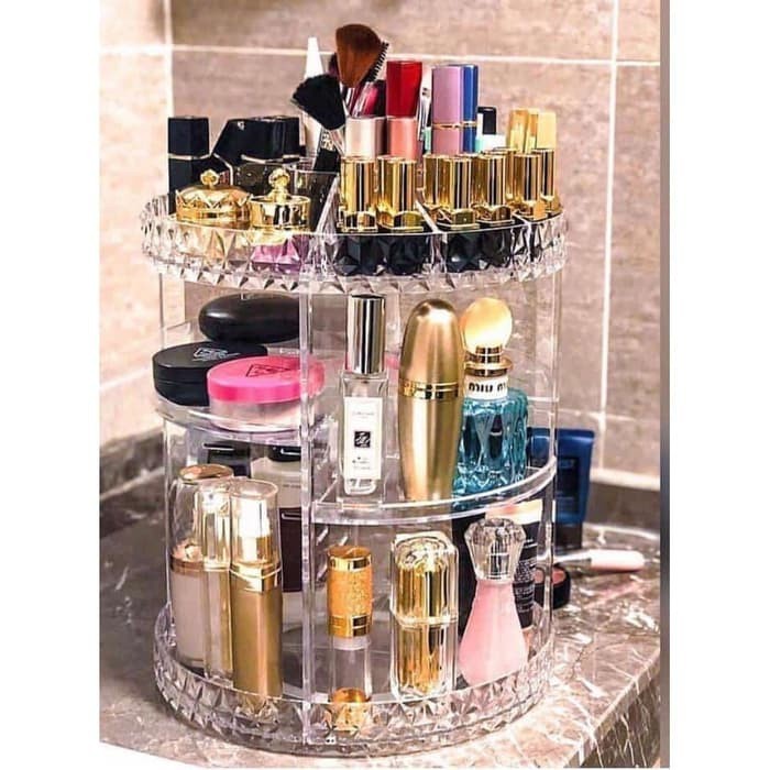 BELLA - RAK TEMPAT  KOSMETIK MAKE UP PUTAR ACRYLIC ORGANIZER 360 DERAJAT TRANSPARANT