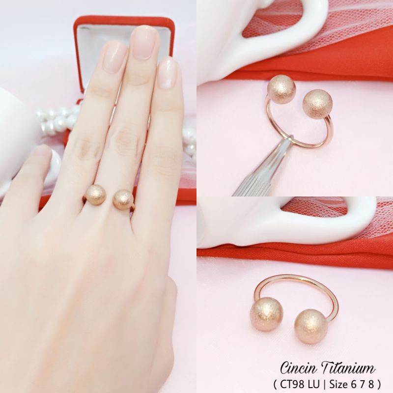 Cincin Titanium Wanita Rose Gold CT98 LU