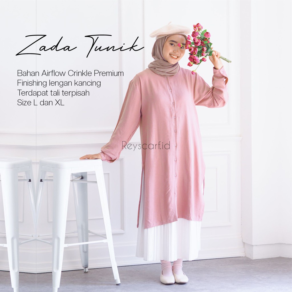 Tunik Zada By Reyscarf Tunik Dewasa Luxury Bahan Airflow Crinkle Premium Terbaik Nyaman Dipakai I Bisa COD