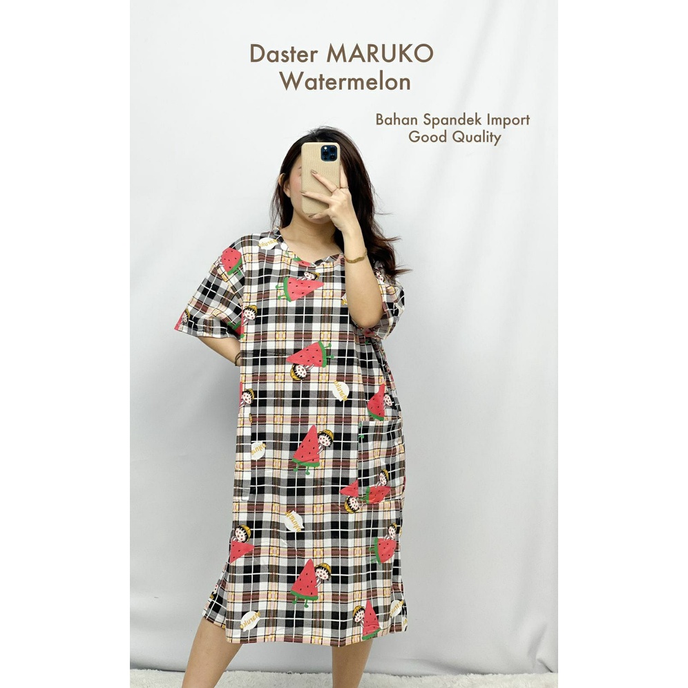 HOPYLOVY - Daster Midi Baju Tidur Kekinian Bahan Spandek Import Maruko