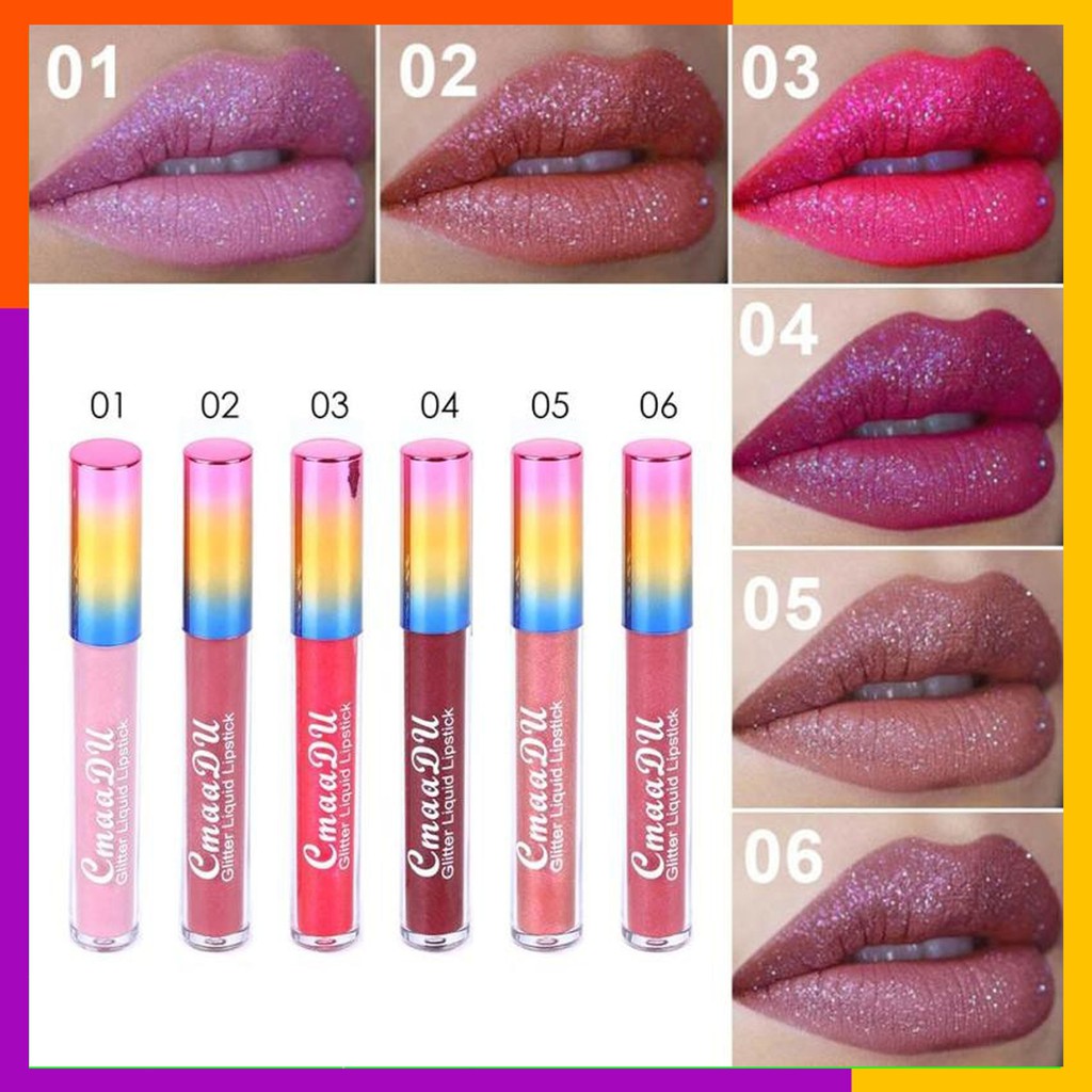 CmaaDu Lipstick / Lip Gloss Glitter Diamond Matte Metalik Berkilau