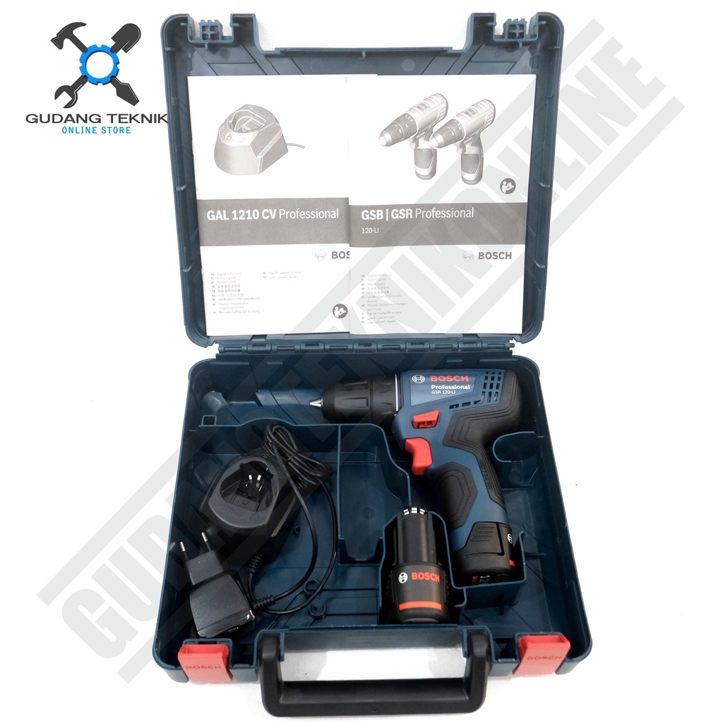 Mesin Bor Tangan CORDLESS 10mm BOSCH GSR120 12V / Mesin Bor Besi Kayu BATERAI GSR 120 - Cordless Drill Driver GSR120-2LI