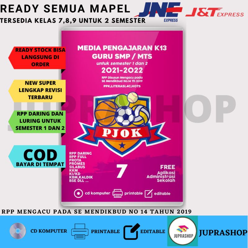 Jual CD RPP 1 LEMBAR PJOK SMP/MTS KELAS 7, 8 DAN 9 K13 REVISI TERBARU ...