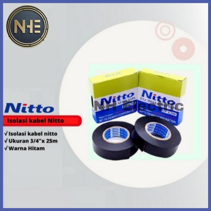 Isolasi Listrik Nitto - Isolasi Nitto - Lakban Nitto - Nitto Tape Pvc Insulation 3/4 X 25M (Hitam)