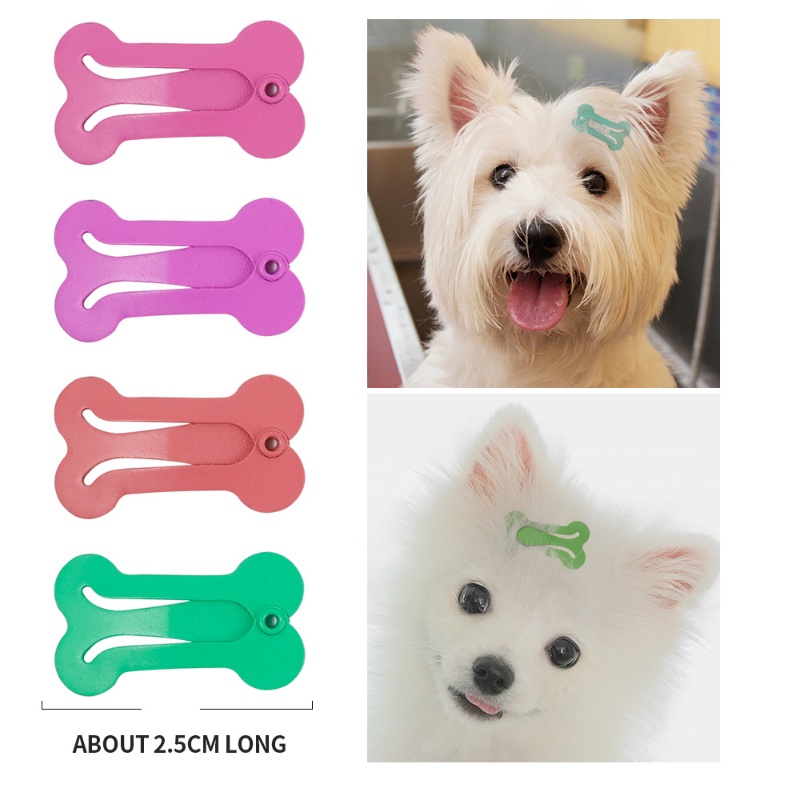 5pcs Jepit Rambut Bentuk Tulang Warna-Warni Untuk Anjing / Kucing