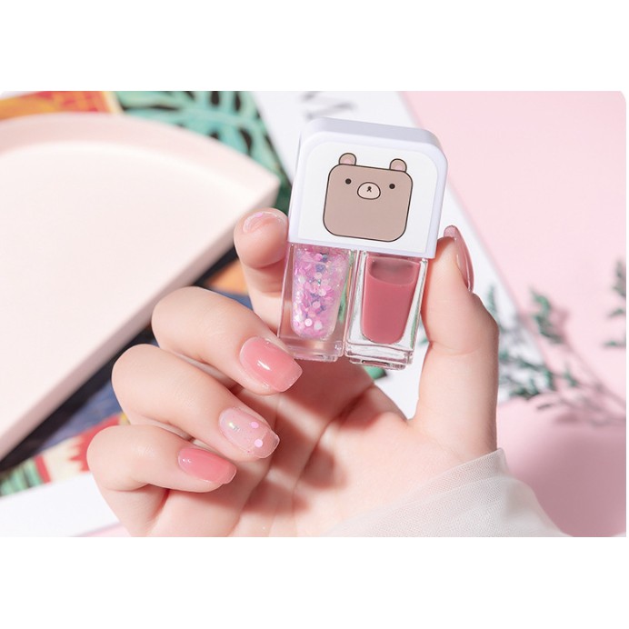 2IN1 kutek Korea Lucu 2 Warna  Nail polish Peel off