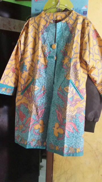 Atasan Blouse Tricot Jumbo Batik Mosa Wanita Lengan Panjang Batik Pekalongan Xxxl & Xxxxl