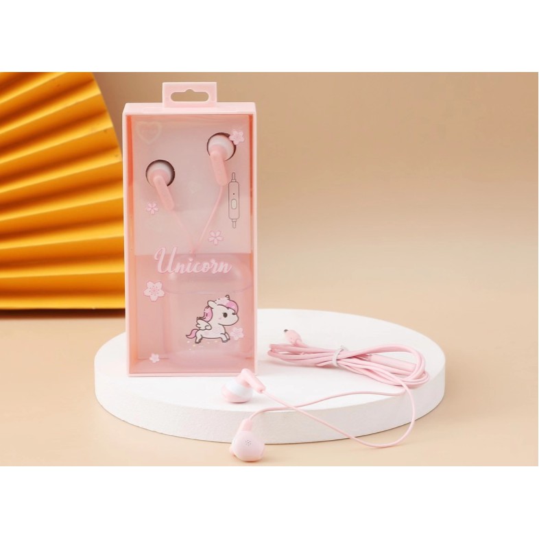 [XY-54] Set Headset Earphone UNICORN / Wadah Earphone Kotak Transparan Kartun UNICORN Lucu