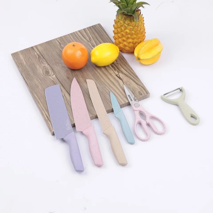 PISAU SET Pisau set 6 in 1 warna warni (L8O4) Pisau tajam Pisau dapur set stainless Pisau dapur 1 se