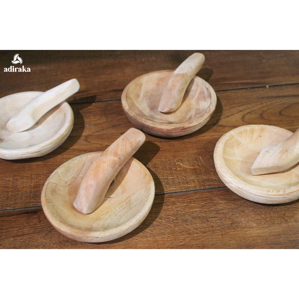 Cobek Coet Plus Ulekan Satu Set 14 cm - 22 cm/ Mutu Muntu Penghalus Sambal / Bahan Kayu Solid Mahoni