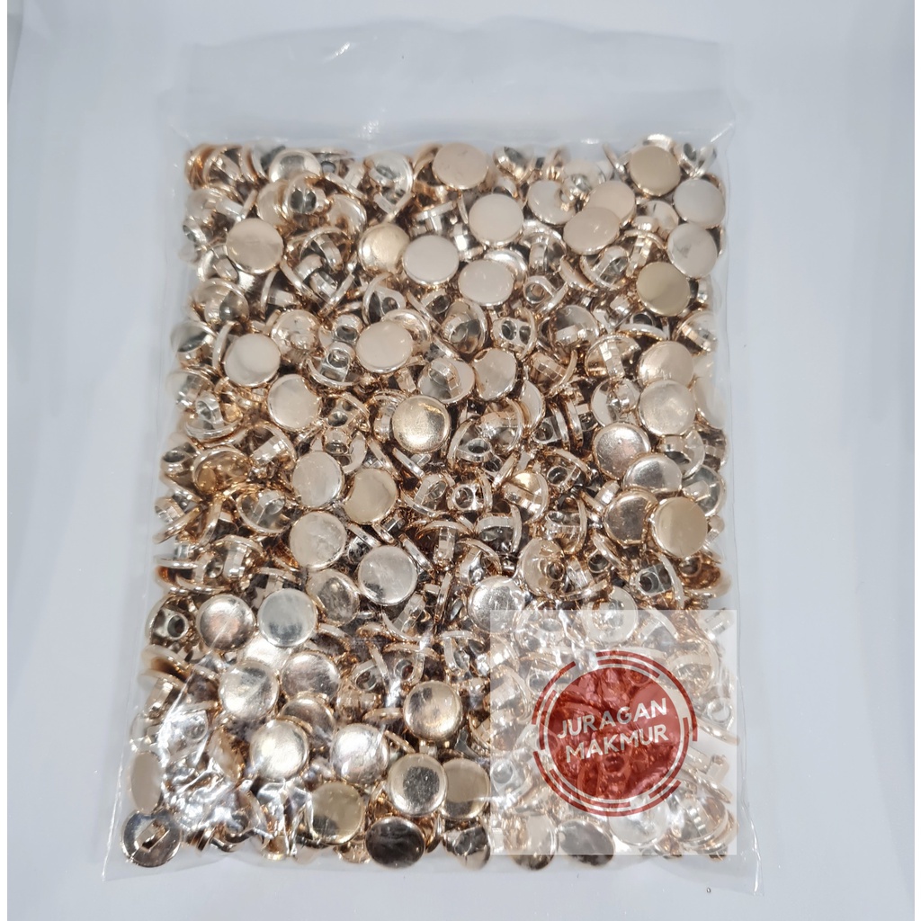 Kancing Gepeng Jamur Polos Emas -  Kancing Jamur Gepeng Ukuran 18L 20L 24L 28L 34L isi 400pcs - Kanc