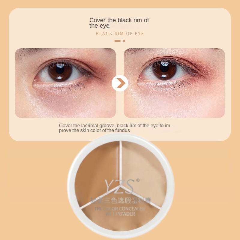 Full Coverage Concealer Liquid Concealer Tri-Color Concealer Palette Covers Dark Circles, Acne and Spots「24H Full Coverage」/ 3 in 1 Concealer Palette High Coverage Lightweight Matte Powder