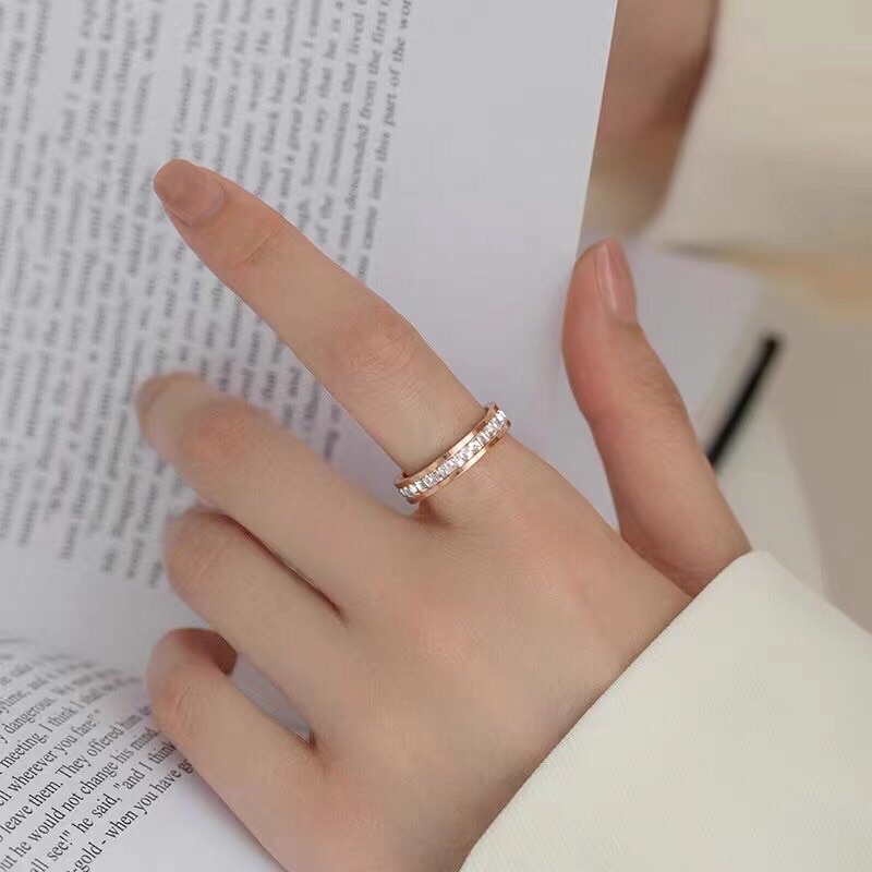 Cincin Titanium Warna Rosegold Diamond Korea Fashion Style Trending