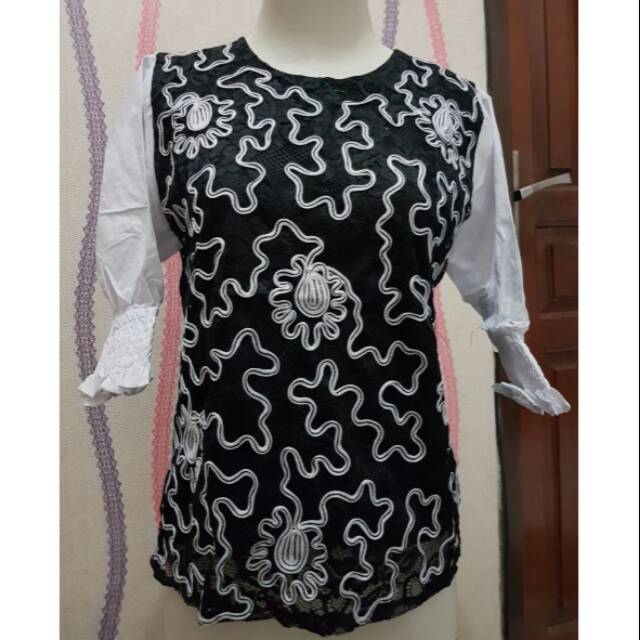 Blouse brukat lengan katun