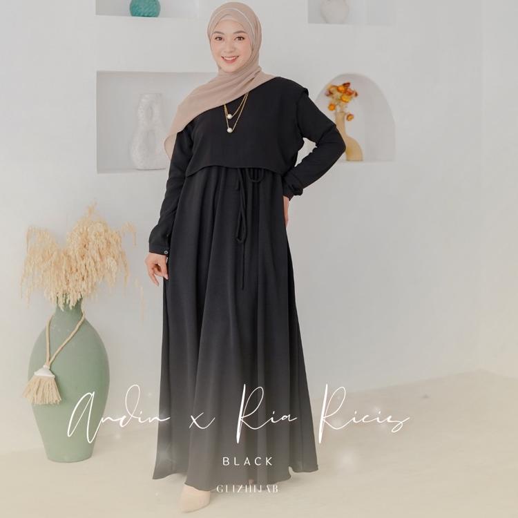 GlizhHijab - Andin X Ria Ricis | Fashion MuslimGamis Busui / Non Busui Maxi Dress Crinkle Size XS S 