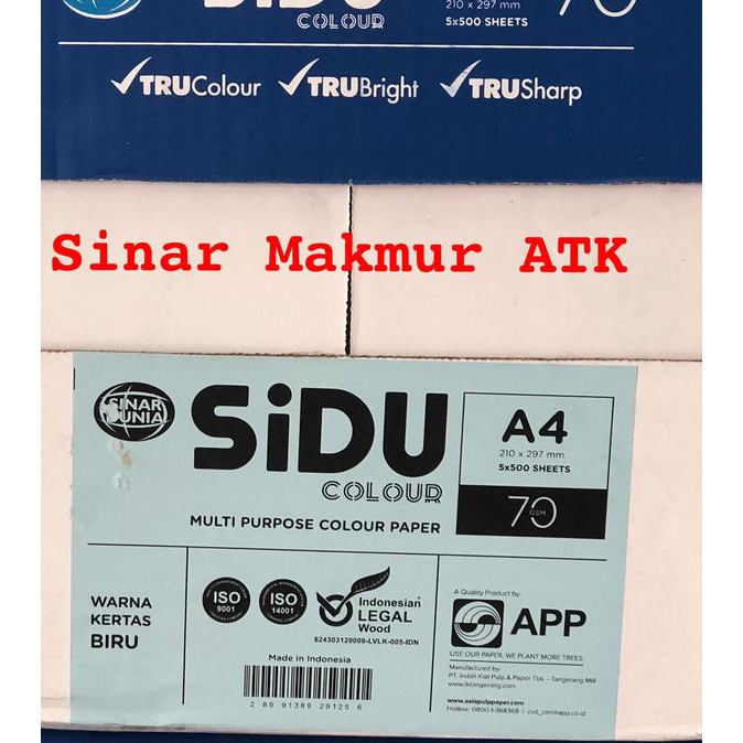 

SS-401>> Kertas HVS Warna / Colour Paper Sinar Dunia (SIDU) A4 70gr Biru .!!!