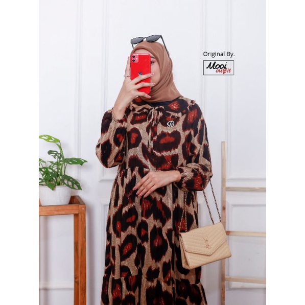 Midi Dress Jumbo  Ld 120 Kekinian Busui Bahan Katun Rayon Model Lio Moa Moela Morist Moana