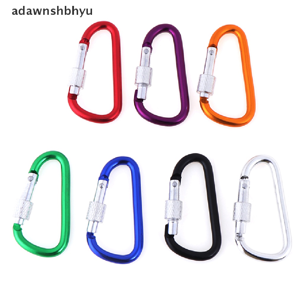 Adawnshbhyu 2pcs Random Aluminium Carabiner D-Ring Gantungan Kunci Klip Outdoor Hook Gesper