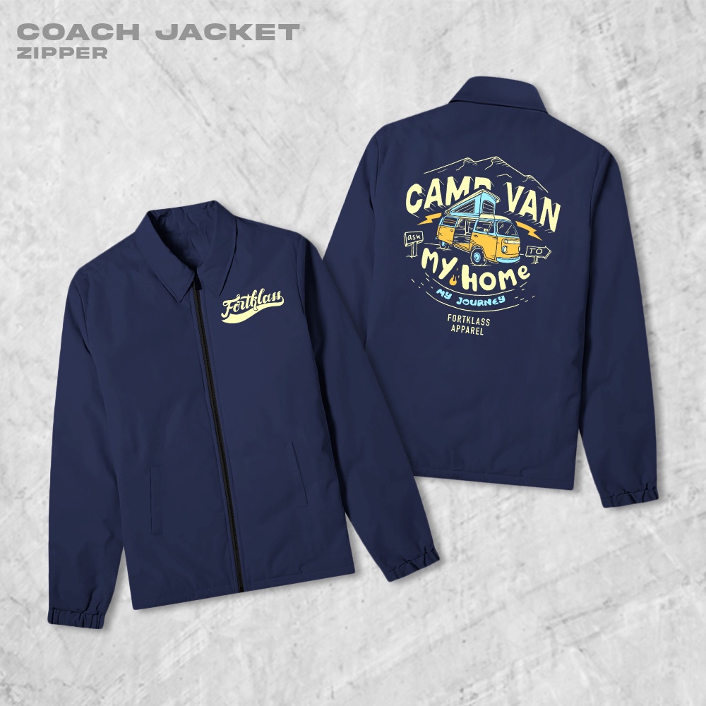 Fortglass Campvan Coach Zipper Jaket Polos Pria Jaket Parasut Unisex