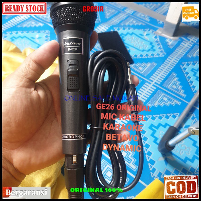 G26 Betavo Mic kabel dynamic legendary original 100% Microphone cable karaoke vocal audio sound suara mik pro profesional vokal mikrophone  1bh mic 1bh kabel mic 3-4meter Bahan pvc suara bagus, jernih dan empuk, bersih dan sensitif micnya cocok buat karao