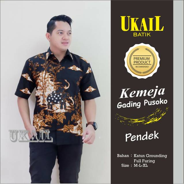 Kemeja Batik Lengan Panjang/Kemeja Batik Lengan Pendek GADING PUSOKO Baju Batik Lapis Furing